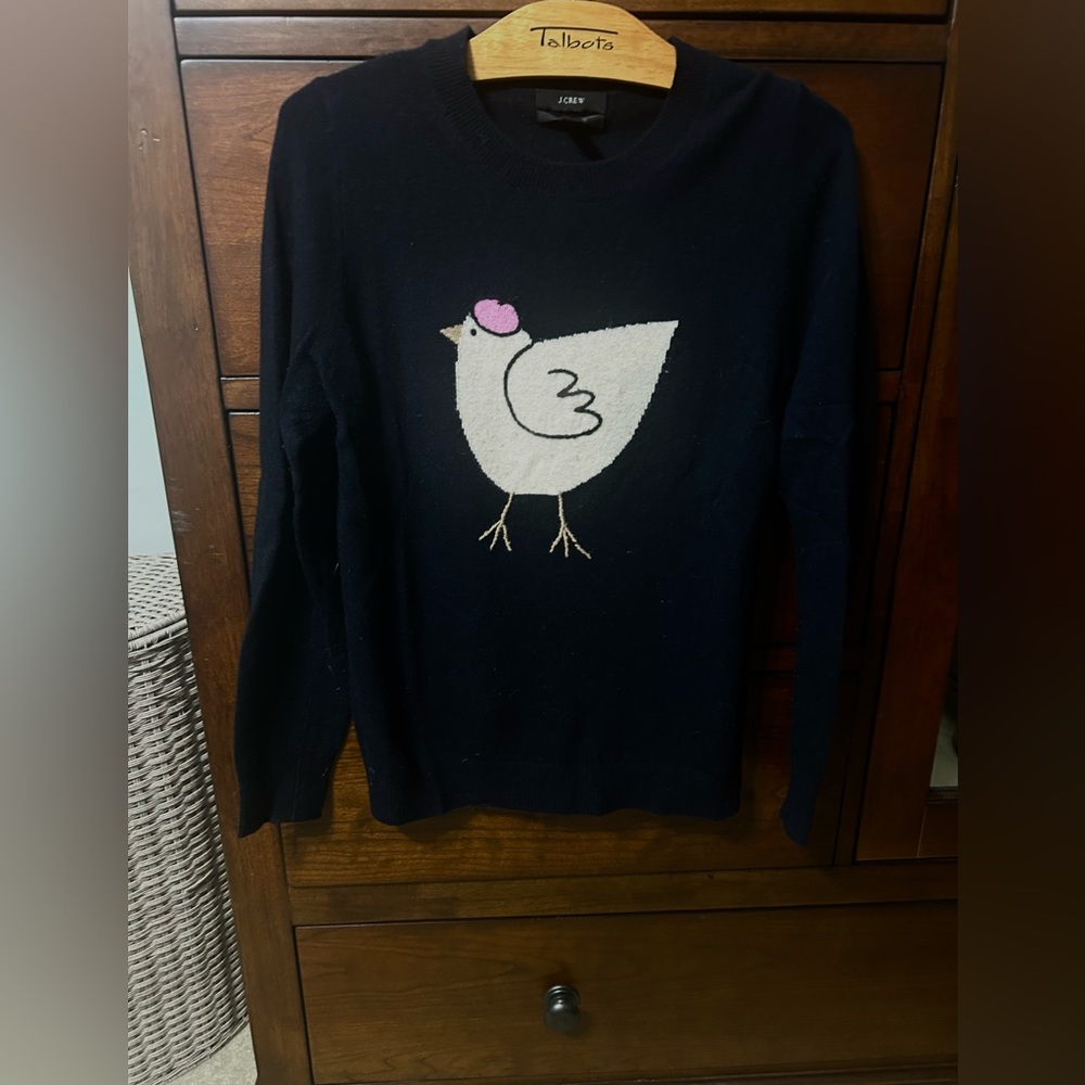 J Crew wool and cashmere blend soft navy blue chicken sweater Med